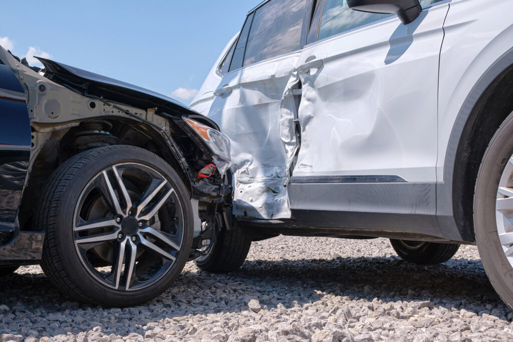 Vehicles needing collision repair in Abilene, TX after an accident.